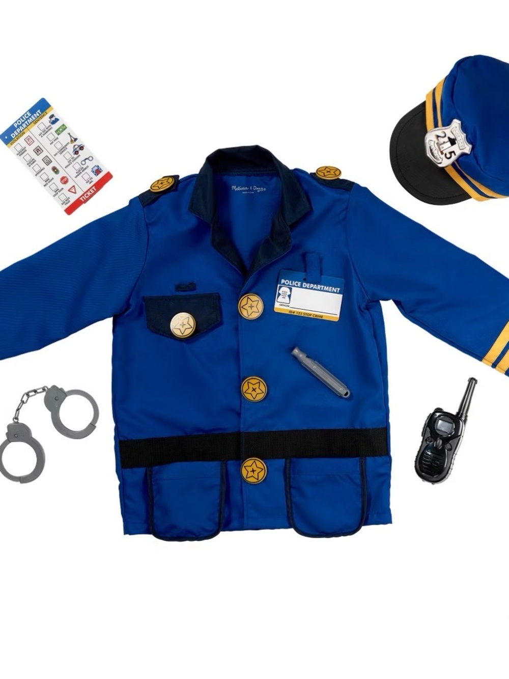 Melissa and Doug Police Dress-Up Jacket and Accessory Set - Blue